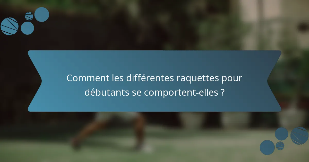 Comment les différentes raquettes pour débutants se comportent-elles ?