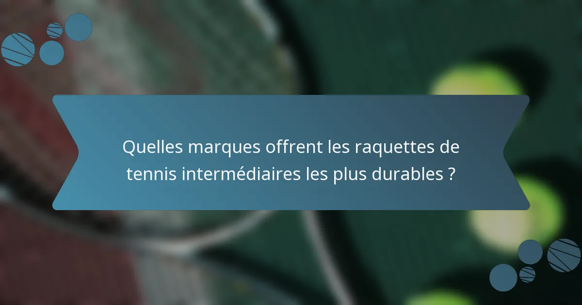 Quelles marques offrent les raquettes de tennis intermédiaires les plus durables ?